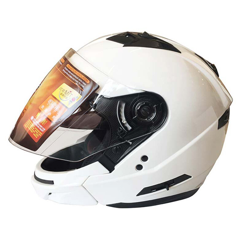 SOL摩托车头盔四季男女半盔双镜片组合盔安全帽 素白 XXL(适合61-62头围)